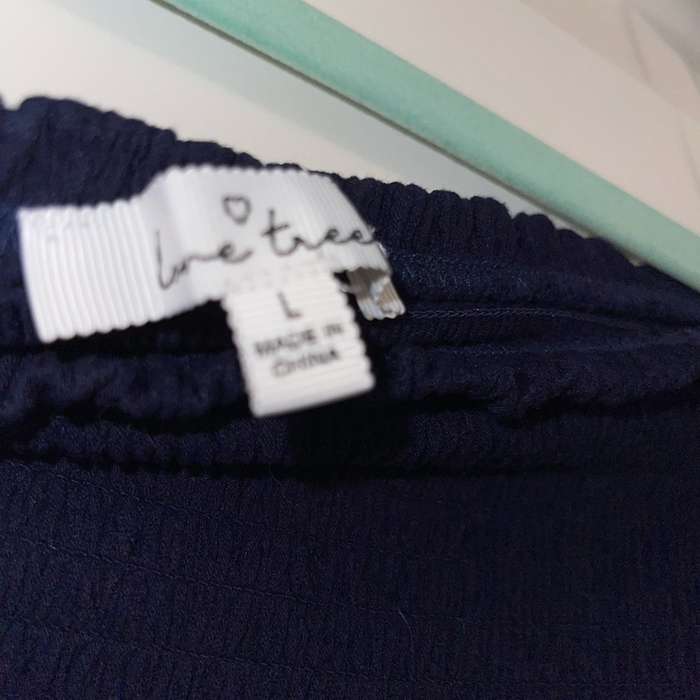 NAVY RUFFLE OFF-THE-SHOULDER TOP - Picture 3 of 3